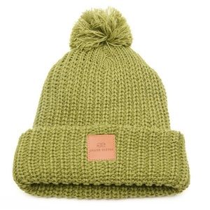 Olive Chunky Knit Satin-Lined Beanie